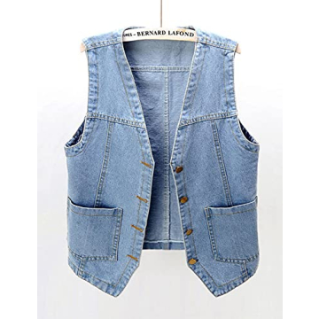 Stylish Peaceglad Womens Casual Jean Vest with Pockets