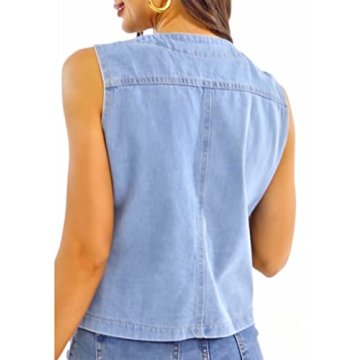 Stylish Peaceglad Womens Casual Jean Vest with Pockets