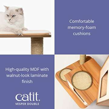 Vesper Cat Tree, Double, Walnut, 52048