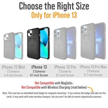 Scooch® for iPhone 13 Case with Card Holder, Wingmate Wallet Case with Hidden Card Slot and RFID Protection for up to 4 Cards, 10-Foot Drop Protection, Black