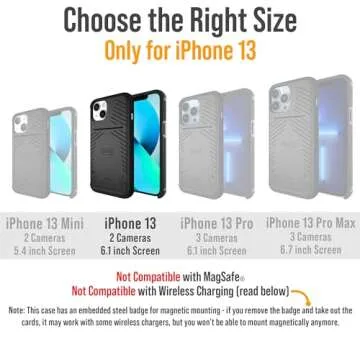 Scooch® for iPhone 13 Case with Card Holder, Wingmate Wallet Case with Hidden Card Slot and RFID Protection for up to 4 Cards, 10-Foot Drop Protection, Black