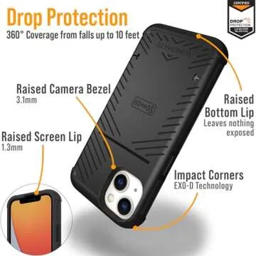 Scooch® for iPhone 13 Case with Card Holder, Wingmate Wallet Case with Hidden Card Slot and RFID Protection for up to 4 Cards, 10-Foot Drop Protection, Black