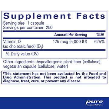 Pure Encapsulations Vitamin D3 125 mcg (5,000 IU) - Supplement to Support Bone, Joint, Breast, Heart...