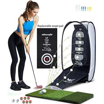 Golf Net Backyard Home Indoor Practice Hitting Chipping 2 Target and Ball Swing Kids Training Aids