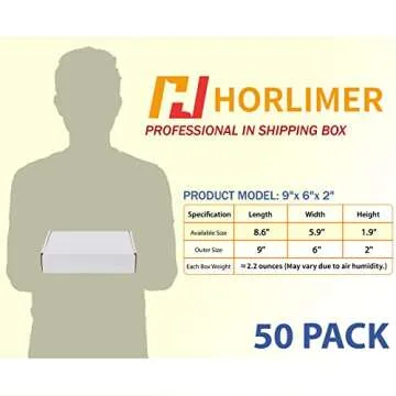 High-Quality HORLIMER 9x6x2 inches Shipping Boxes Set of 50 for Reliable Shipping Solutions