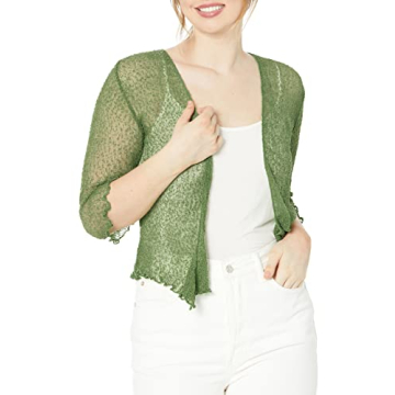 SHU-SHI Sheer Cardigans for Women Summer Knit Shrug Lightweight for Dresses Tie Top Open Front Green