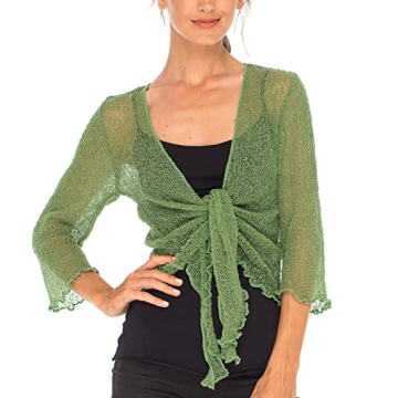 SHU-SHI Lightweight Sheer Cardigan Shrug for Women