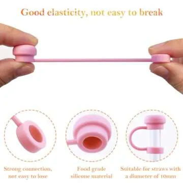 6Pcs Straw Covers Cap for 40-20 Oz Stanley Tumbler with Handle, 0.4in 10mm Soft Silicone Straw Toppers Protector Lid for Stanley Cup Accessories, Dust-proof and Leak-proof (6 Straw Covers + 2 straw)