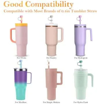 6Pcs Straw Covers Cap for 40-20 Oz Stanley Tumbler with Handle, 0.4in 10mm Soft Silicone Straw Toppers Protector Lid for Stanley Cup Accessories, Dust-proof and Leak-proof (6 Straw Covers + 2 straw)