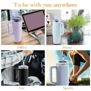 6Pcs Straw Covers Cap for 40-20 Oz Stanley Tumbler with Handle, 0.4in 10mm Soft Silicone Straw Toppers Protector Lid for Stanley Cup Accessories, Dust-proof and Leak-proof (6 Straw Covers + 2 straw)