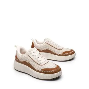 DREAM PAIRS Women Chunky Arch Comfortable Casual Platform Fashion Sneakers.,Size 7,Brown Beige,SDFN2379W