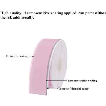 D11 Mini Label Printer Paper Printing Label Waterproof Anti-Oil Price Label Pure Color Scratch-Resistant Label Sticker Paper (6 Colors 12x40mm)