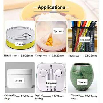 D11 Mini Label Printer Paper Printing Label Waterproof Anti-Oil Price Label Pure Color Scratch-Resistant Label Sticker Paper (6 Colors 12x40mm)