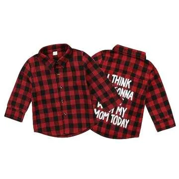 Toddler Long Sleeve Shirt Baby Boy Girl Plaid Top for Toddler Spring Winter Coat for Kid (Red Plaid, 2-3 T)