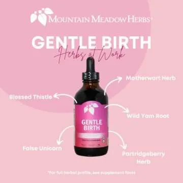 Mountain Meadow Herbs Gentle Birth for Birth Prep/Labor Prep, Fast Acting Liquid Herbal Extract for Childbirth Support w/o Blue Cohosh - 4oz