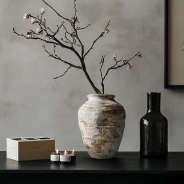 DIF DECO Rustic Ceramic Farmhouse Vase for Home Decor