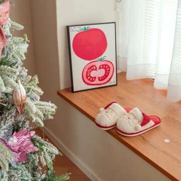 XIXITIAO Christmas Slippers for Women - Cozy Memory Foam Fuzzy Shoes