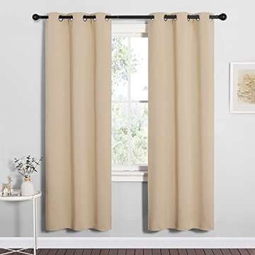 NICETOWN Room Darkening Curtain Panels for Cafe, Thermal Insulated Grommet Room Darkening Draperies/...