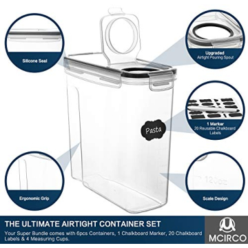 MCIRCO Cereal Containers Set of 6 for Kitchen Organization