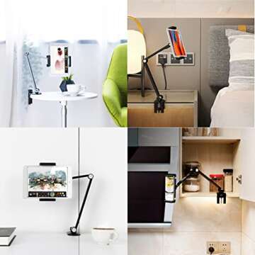 Inifispce iPad Desk Mount, Tablet Holder, Multi-Angle Adjustable Tablet Stand for 4.7''- 13'' Screen...