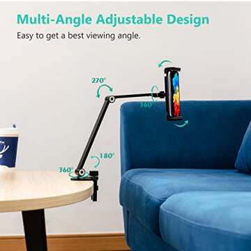 Inifispce iPad Desk Mount, Tablet Holder, Multi-Angle Adjustable Tablet Stand for 4.7''- 13'' Screen Microsoft Surface Pro Series, iPad Series(Black)