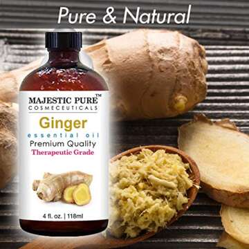 MAJESTIC PURE Ginger Essential Oil | 100% Pure and Natural Ginger Oil | Premium Grade Essential Oils...