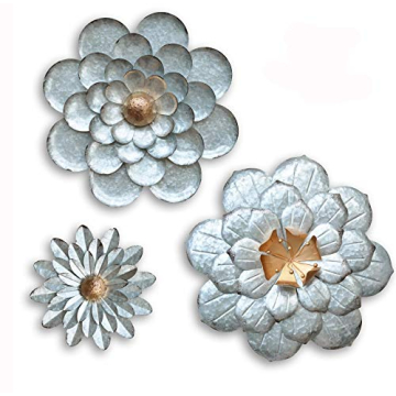 GIFTME 5 Galvanized Flower Wall Decor Set - Unique Art Pieces