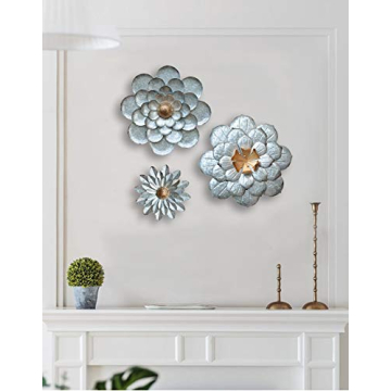 GIFTME 5 Galvanized Flower Wall Decor Set - Unique Art Pieces