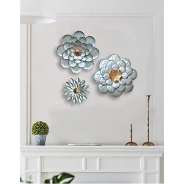 GIFTME 5 Galvanized Flower Wall Decor Set - Unique Art Pieces