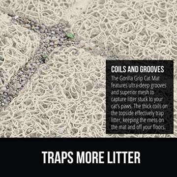 GORILLA GRIP Cat Litter Box Mat, Water Resistant Kitty Litter Trapping Mat, Textured Backing, Easy to Clean, Less Waste and Clean Floors, Kitten Supplies for Indoor Cats, Soft on Paws, 24x17 Cream