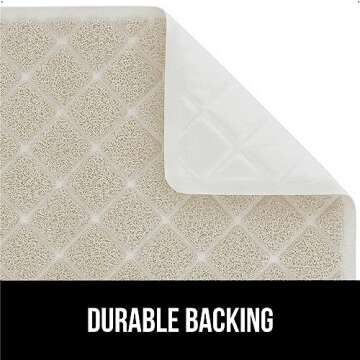 GORILLA GRIP Cat Litter Box Mat, Water Resistant Kitty Litter Trapping Mat, Textured Backing, Easy to Clean, Less Waste and Clean Floors, Kitten Supplies for Indoor Cats, Soft on Paws, 24x17 Cream