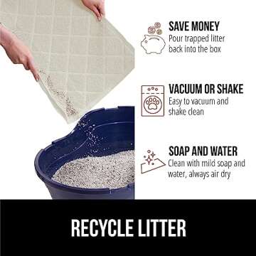 GORILLA GRIP Cat Litter Box Mat, Water Resistant Kitty Litter Trapping Mat, Textured Backing, Easy to Clean, Less Waste and Clean Floors, Kitten Supplies for Indoor Cats, Soft on Paws, 24x17 Cream