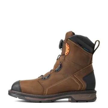 ARIAT Male's WorkHog XT 8" BOA Waterproof Carbon Toe Work Boot, Chocolate Brown, 7