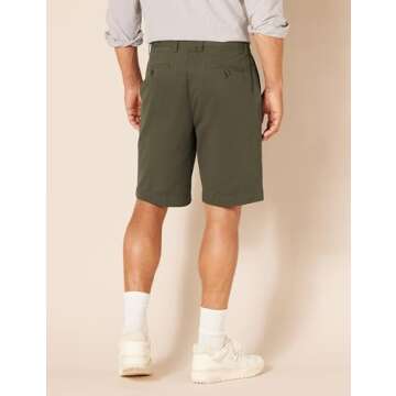 Amazon Essentials Men's Classic-Fit 9" Chino Short in Dark Olive - Comfortable & Versatile