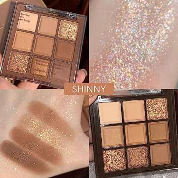FLYEEO Neutral Brown Eyeshadow Palette with 9 Shades