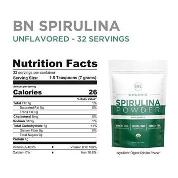 BNLABS Spirulina Powder Organic 225g Nutrient Density Superfood