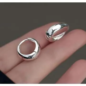 PANSHI Silver Hoop Earrings for Women Trendy Sterling Silver Earrings Huggie Dainty Earrings Silver Jewelry for Women Teen (Silver - 3 Pairs)