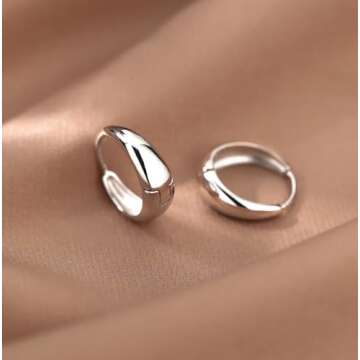 PANSHI Silver Hoop Earrings for Women Trendy Sterling Silver Earrings Huggie Dainty Earrings Silver Jewelry for Women Teen (Silver - 3 Pairs)
