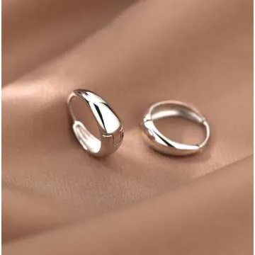 PANSHI Silver Hoop Earrings for Women Trendy Sterling Silver Earrings Huggie Dainty Earrings Silver Jewelry for Women Teen (Silver - 3 Pairs)