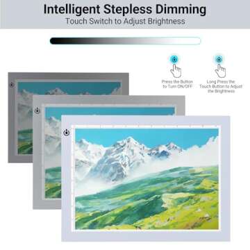 A4 Silver LED Trace Light Pad NXENTC Light Table USB Power LED Tracing Light Board for Artists,Drawi...