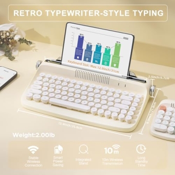 YUNZII B303 Wireless Retro Typewriter Keyboard for All