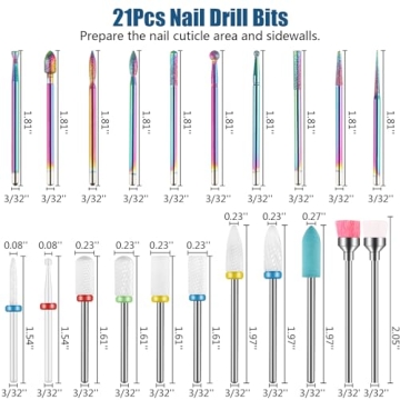 Depvko 21pcs Nail Drill Bits Set for Manicure Pedicure