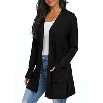 Womens Lightweight Open Front Cardigan with Pockets