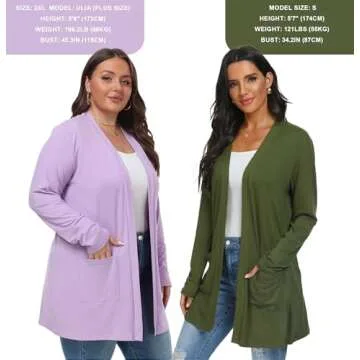 Womens Lightweight Open Front Cardigan with Pockets
