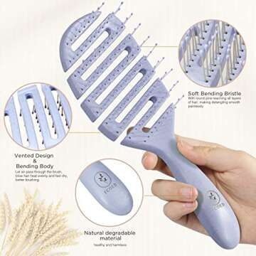 Ecoed Degradable Vented Hair Brush - Ultimate Detangler for All Hair Types