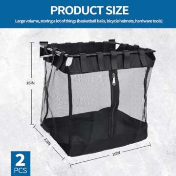 2Pcs Large Slatwall Baskets Mesh Slatwall Baskets with Zipper Mounted Storage Baskets Hanging Slatwa...