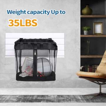 2Pcs Large Slatwall Baskets Mesh Slatwall Baskets with Zipper Mounted Storage Baskets Hanging Slatwall Accessories for Shops Rooms Storage Display Organizing(16 * 12 * 16inch)