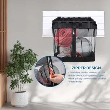 2Pcs Large Slatwall Baskets Mesh Slatwall Baskets with Zipper Mounted Storage Baskets Hanging Slatwall Accessories for Shops Rooms Storage Display Organizing(16 * 12 * 16inch)