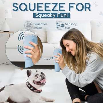 PUPROAR Pup Cup Tumbler – Plush and Squeaky Funny Dog Toys, Best Birthday Toy for Dogs Coolest Presents for Boy and Girl Puppy Birthdays (Chambray Blue)