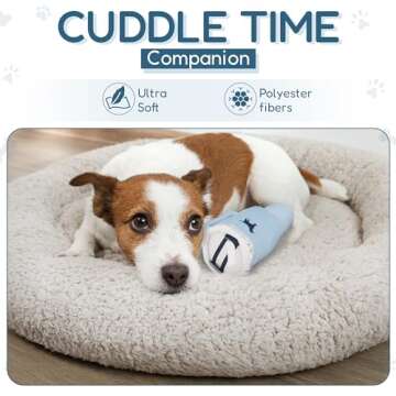 PUPROAR Pup Cup Tumbler – Plush and Squeaky Funny Dog Toys, Best Birthday Toy for Dogs Coolest Presents for Boy and Girl Puppy Birthdays (Chambray Blue)